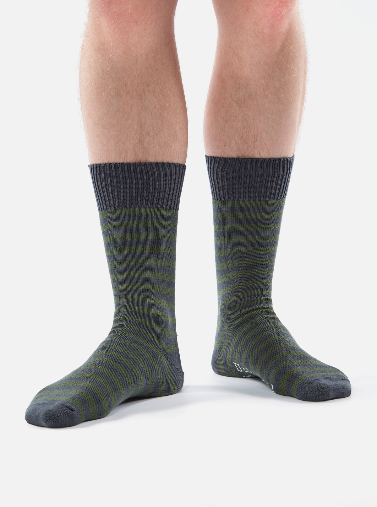 Universal Works Stripe Sock in Grey Cotton