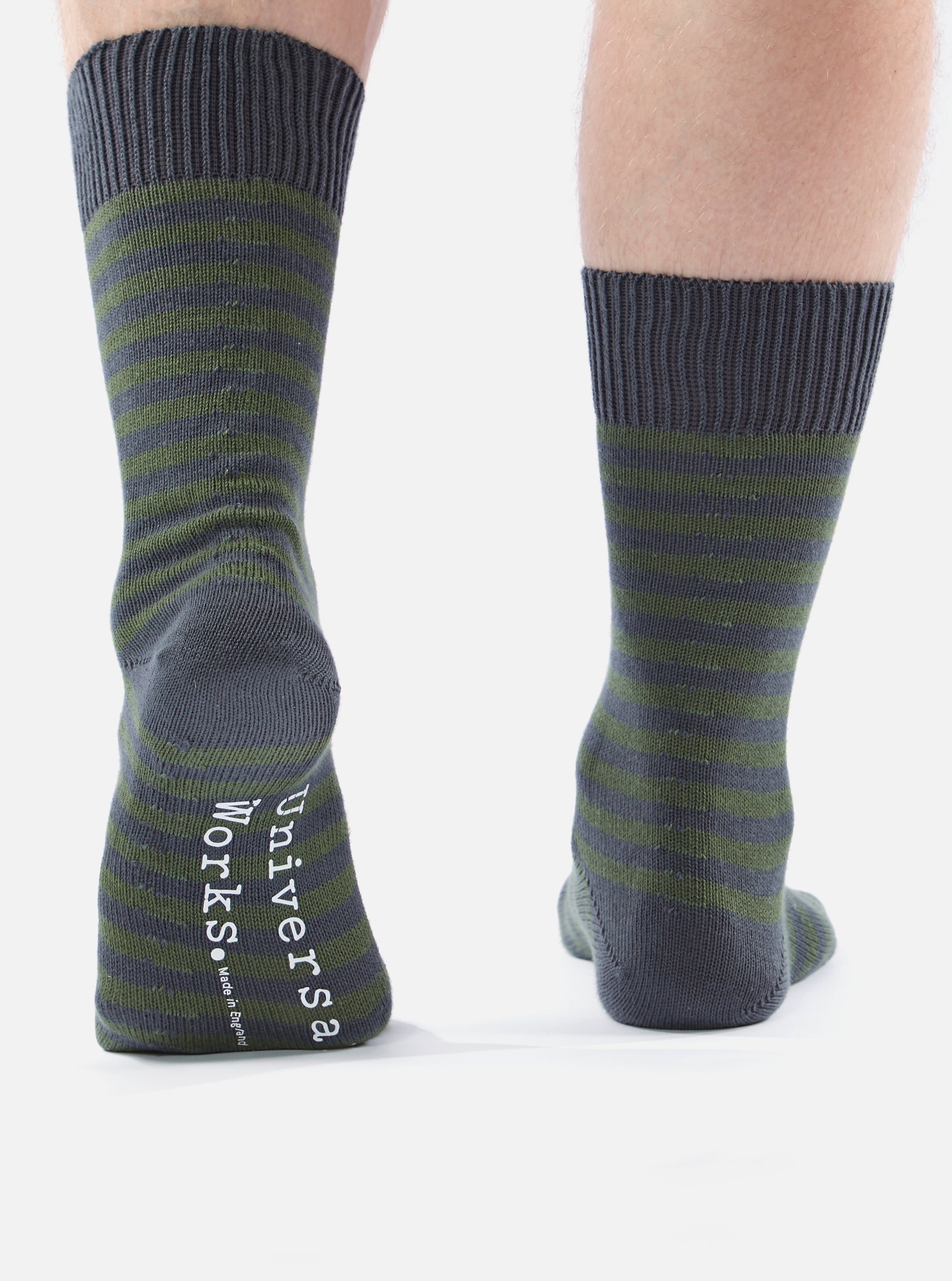 Universal Works Stripe Sock in Grey Cotton