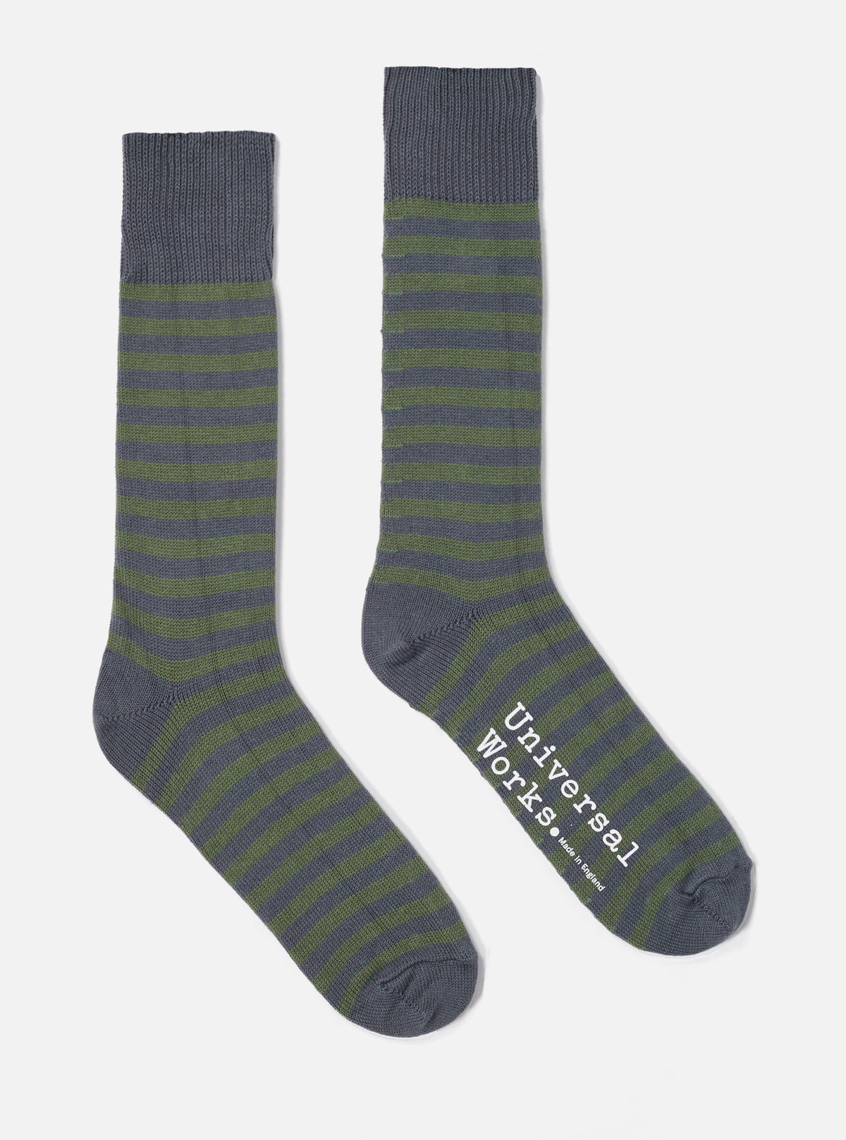 Universal Works Stripe Sock in Grey Cotton