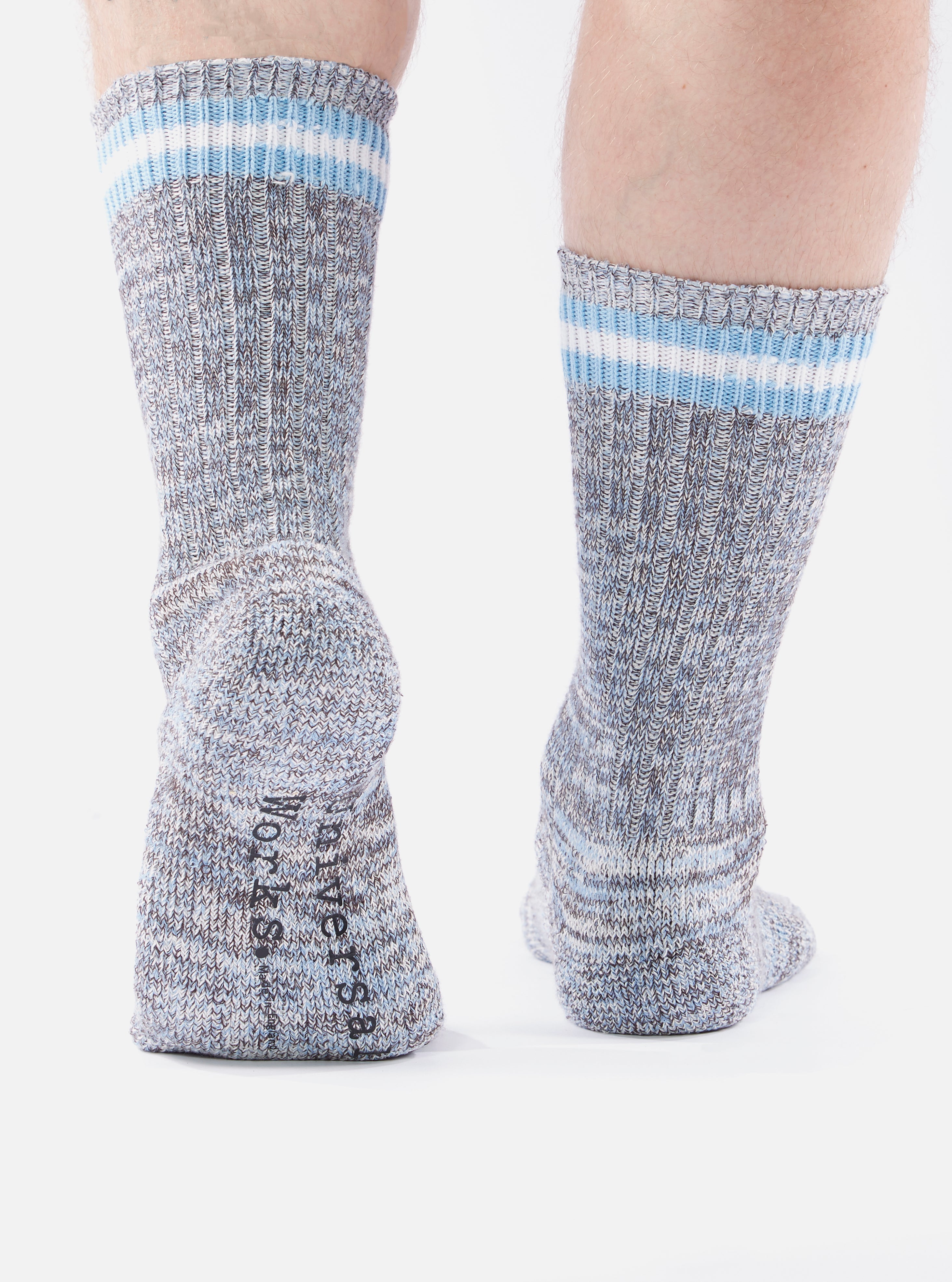 Universal Works Everyday Stripe Sock in Cornish Blue Cotton
