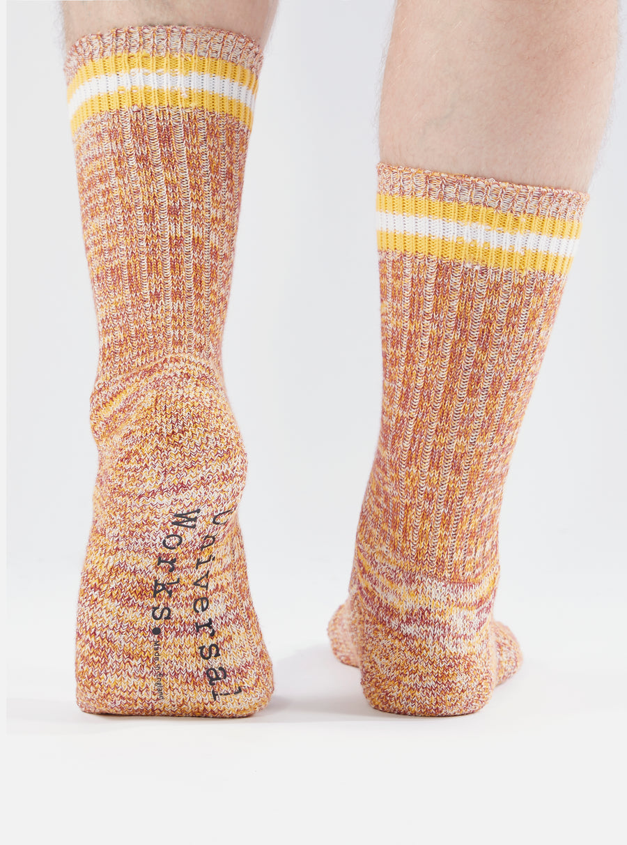 Universal Works Everyday Stripe Sock in Yellow Cotton