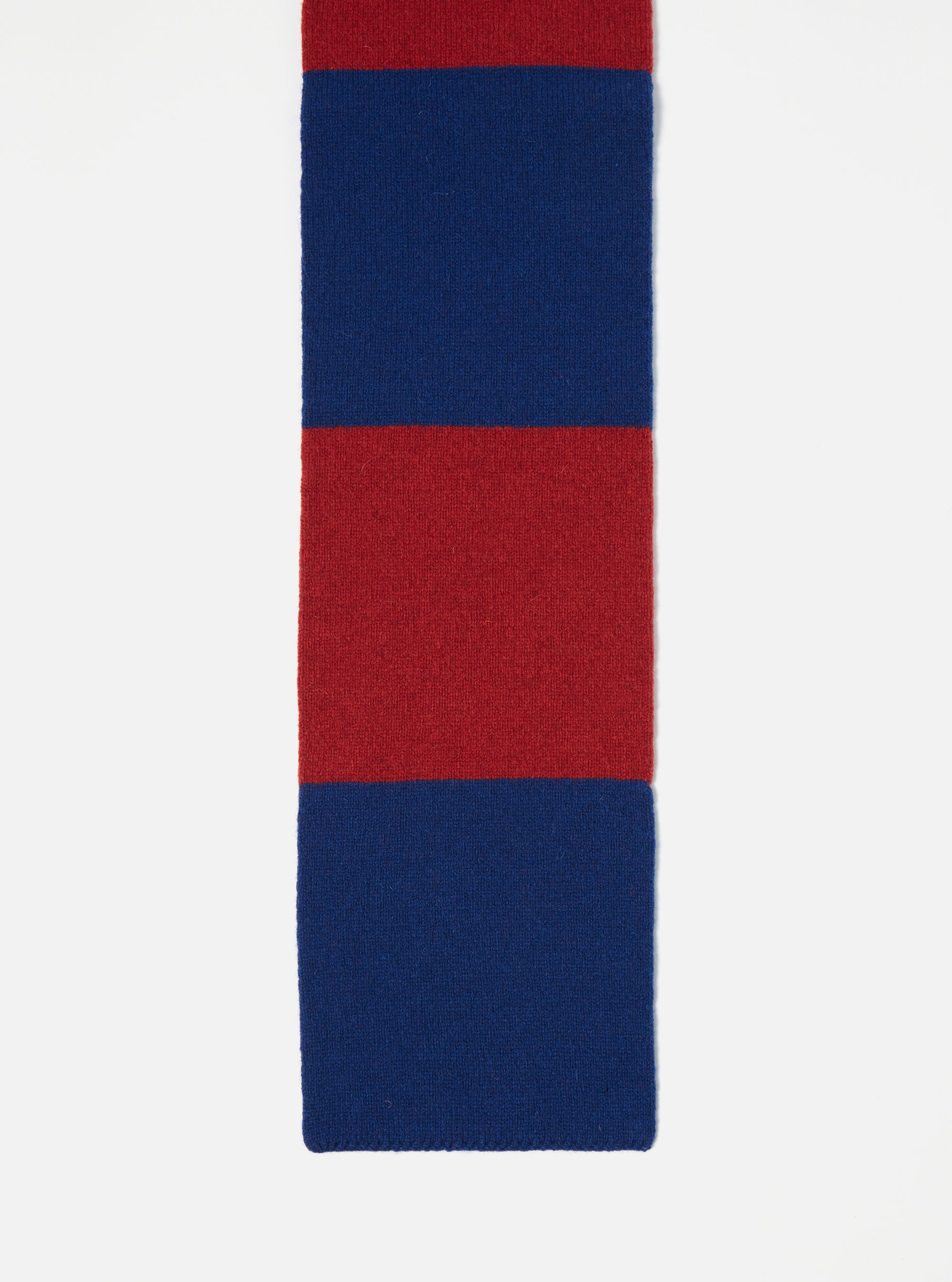 Universal Works Deluxe Football Scarf in Red/Blue Soft Wool