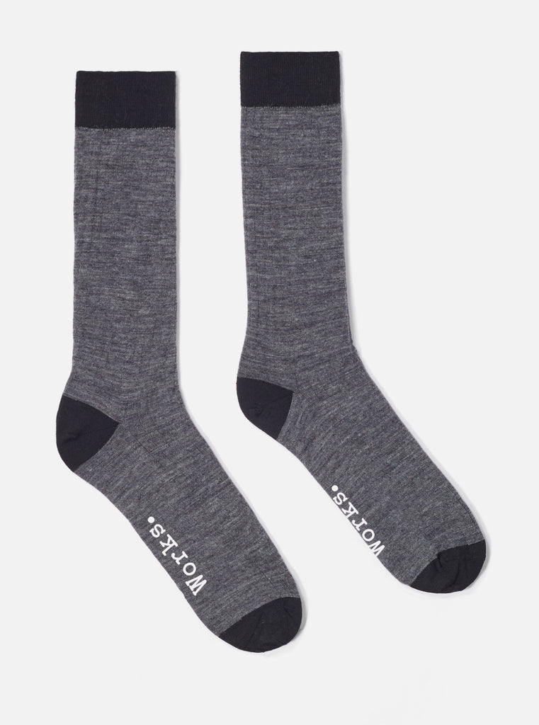 Universal Works Merino Classic Sock in Grey Marl Merino