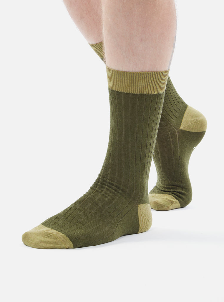 Universal Works Merino Classic Sock in Olive Merino