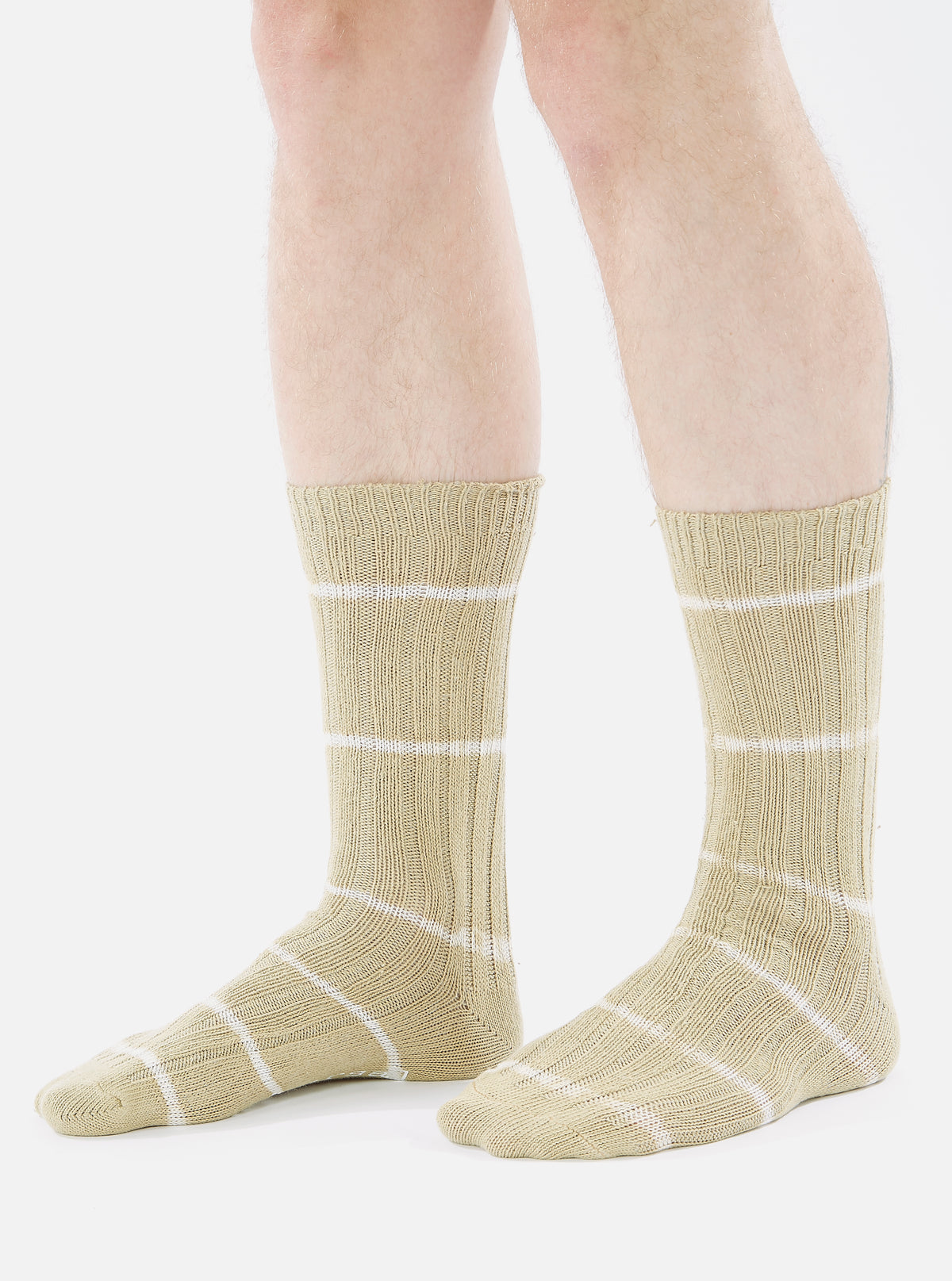 Universal Works Slub Sock in Dark Sand Tie Dye Knit