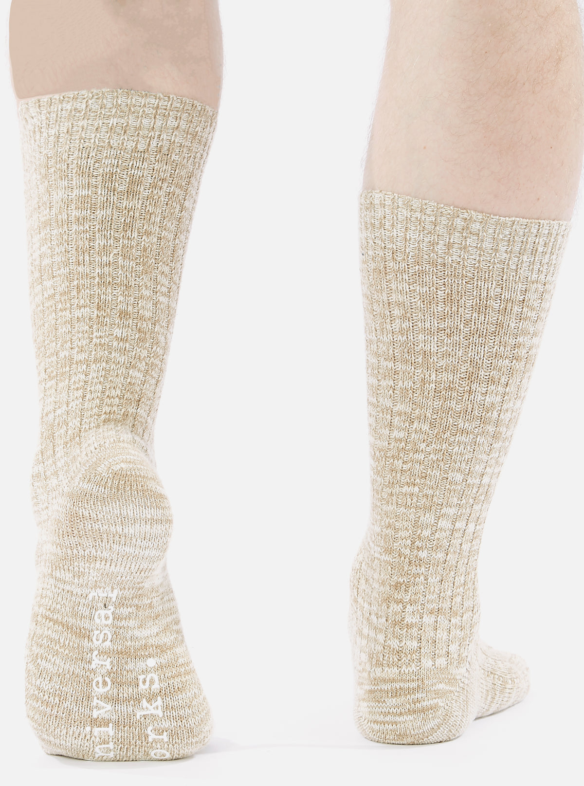 Universal Works Slub Sock in Dark Sand Slub Knit