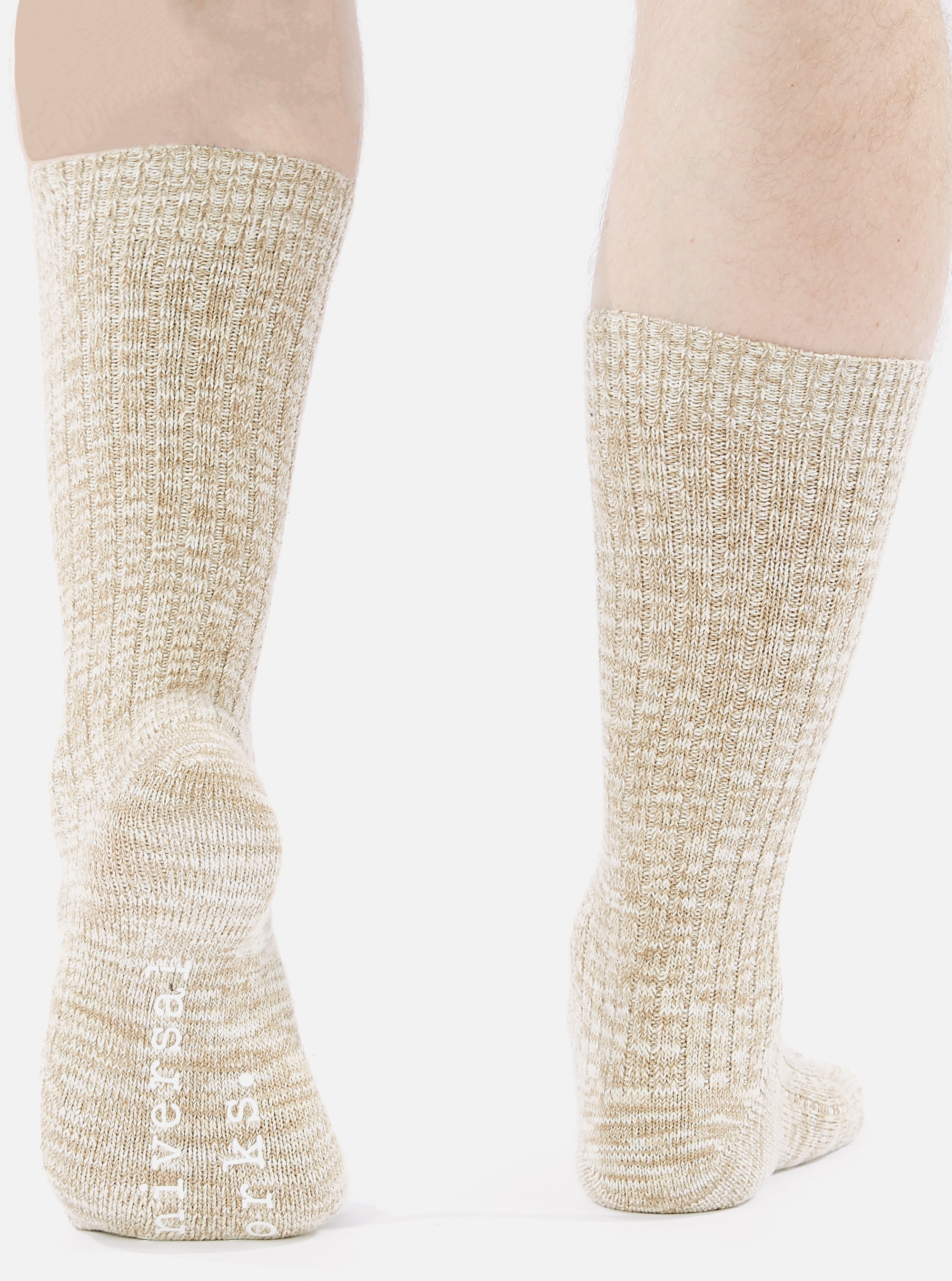 Universal Works Slub Sock in Dark Sand Slub Knit