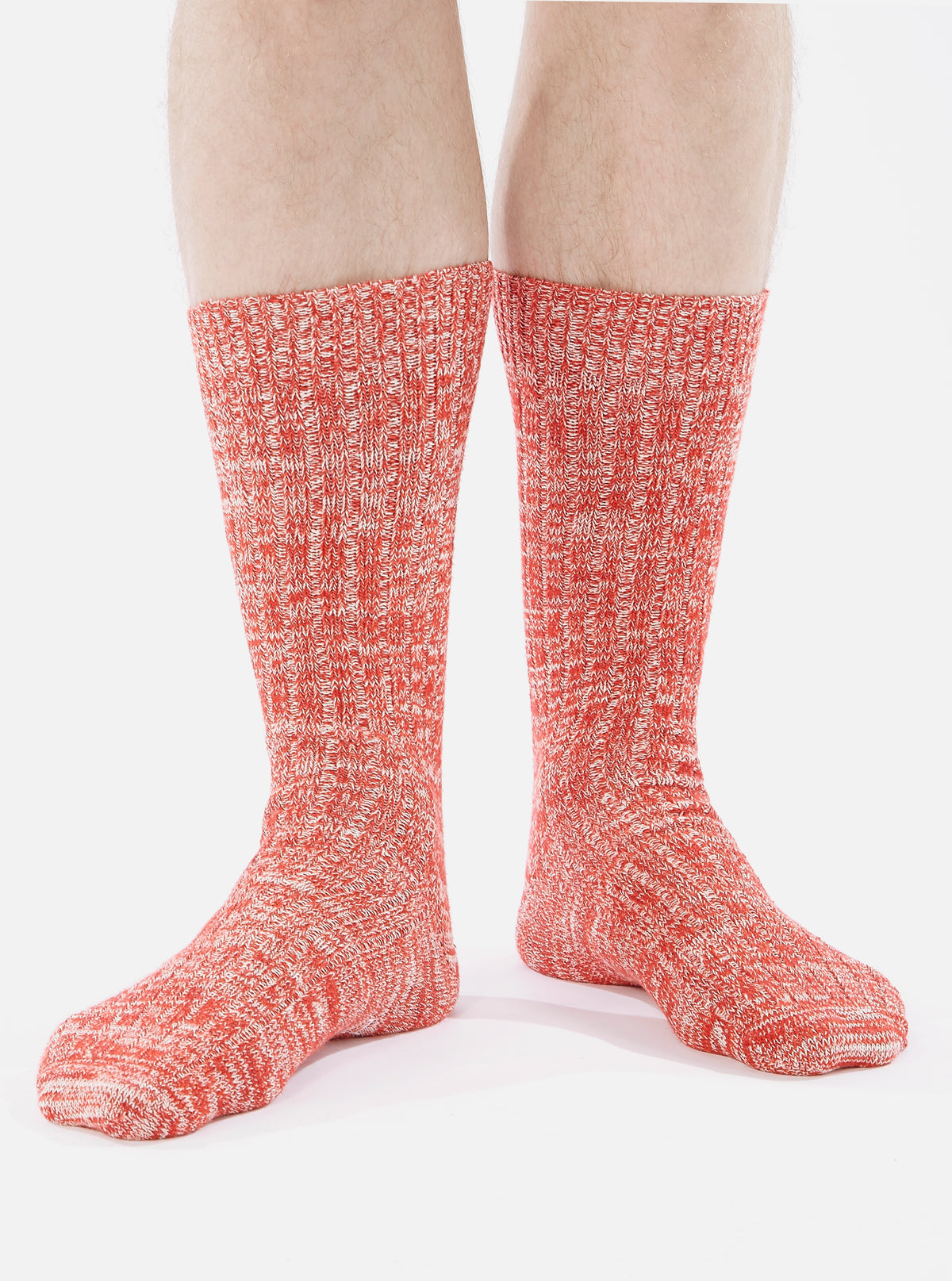 Universal Works Slub Sock in Red Slub Knit