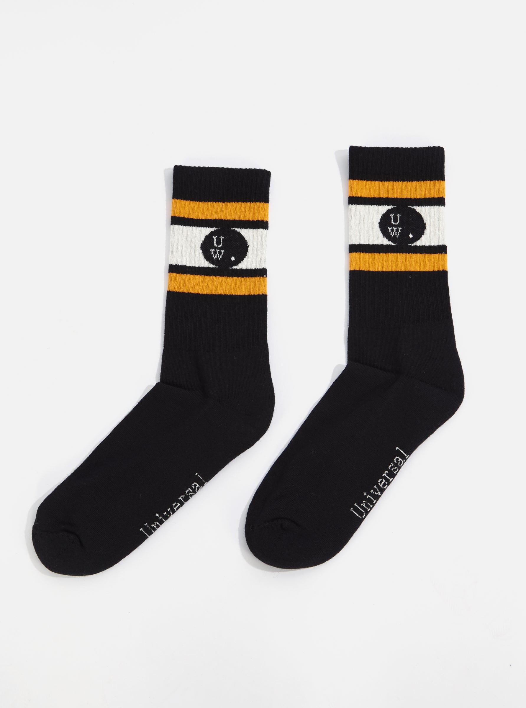 Universal Works 3 Pack Sport Sock in Ecru/Black Cotton