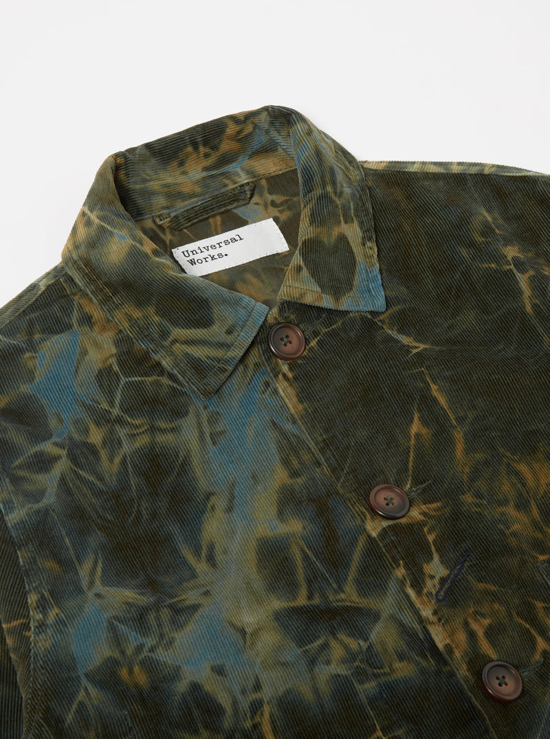 Universal Works Bakers Jacket in Green Hand-Dyed Japanese Cord