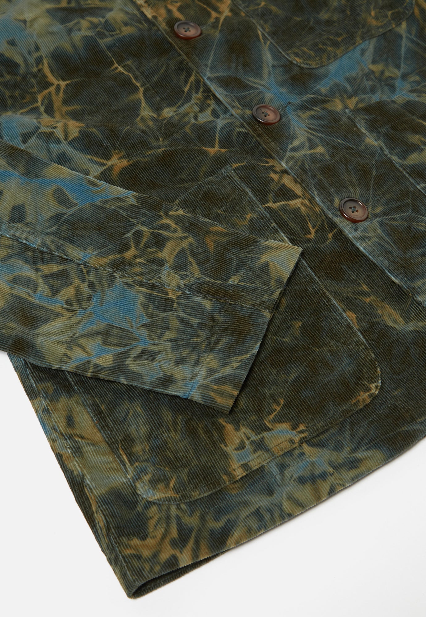 Universal Works Bakers Jacket in Green Hand-Dyed Japanese Cord