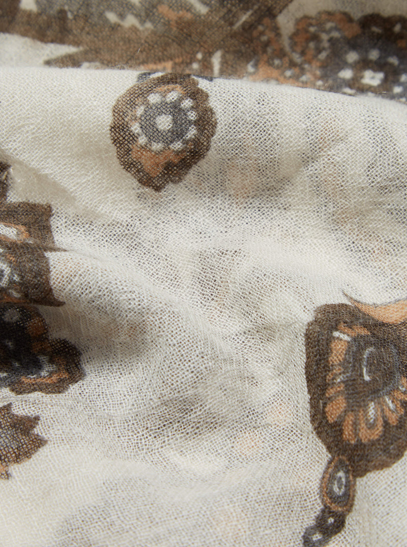 Universal Works Patterned Scarf in Natural Pashmina