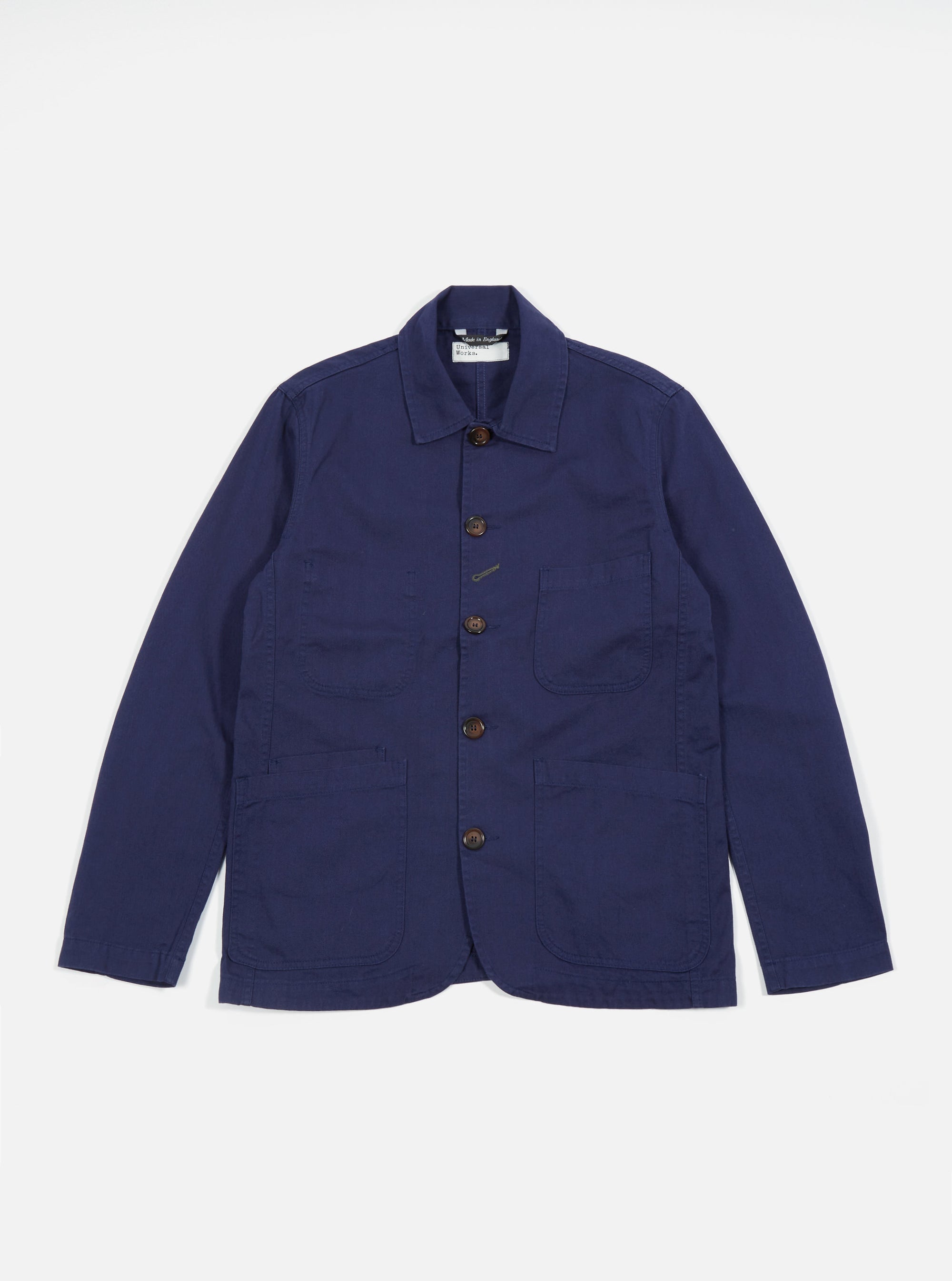 Universal Works Bakers Jacket in Work Blue Byron Twill