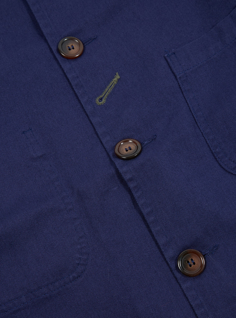 Universal Works Bakers Jacket in Work Blue Byron Twill