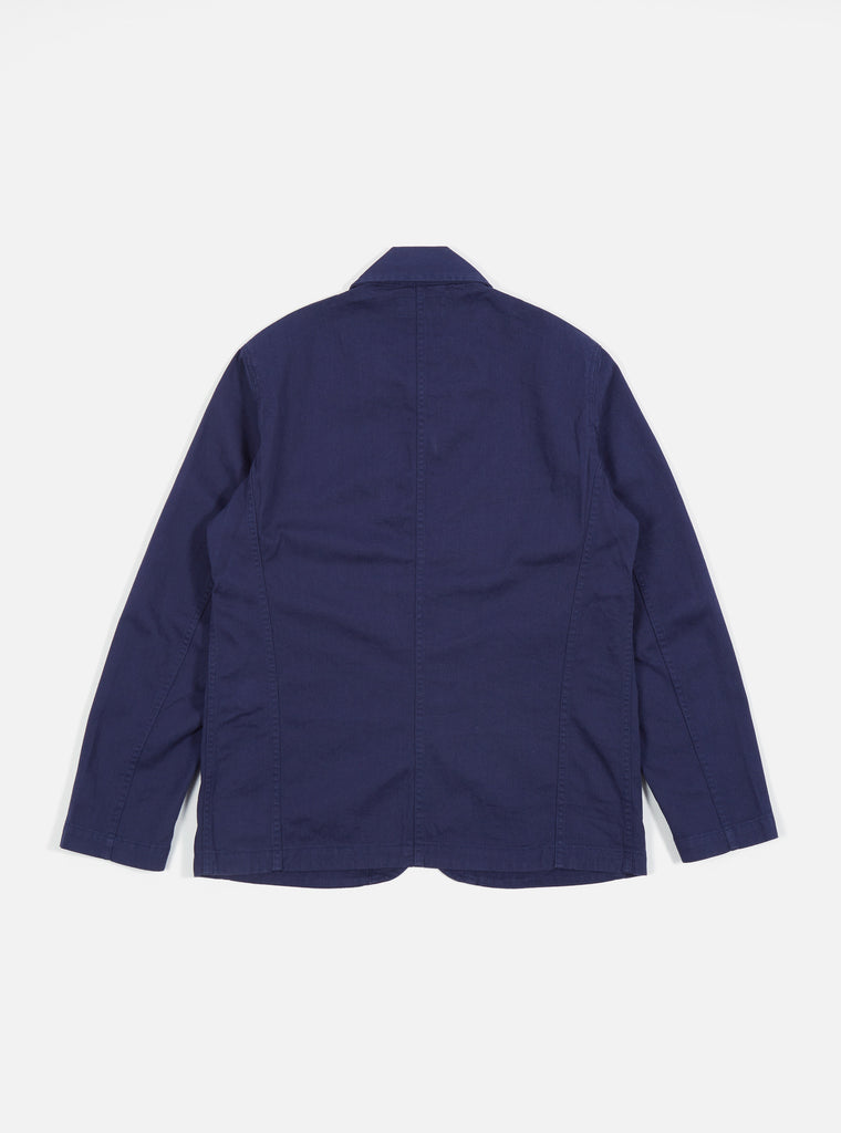 Universal Works Bakers Jacket in Work Blue Byron Twill