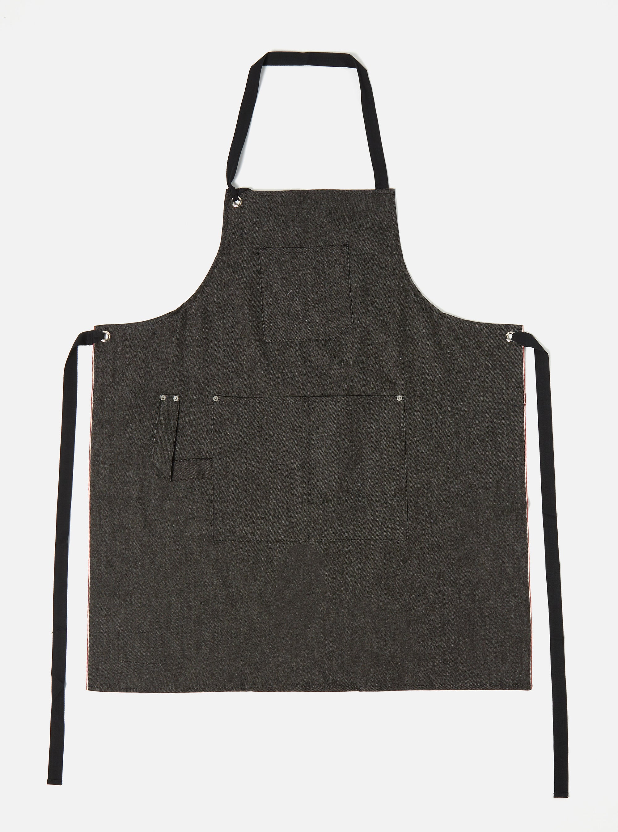 Universal Works Apron in Black Selvedge Denim