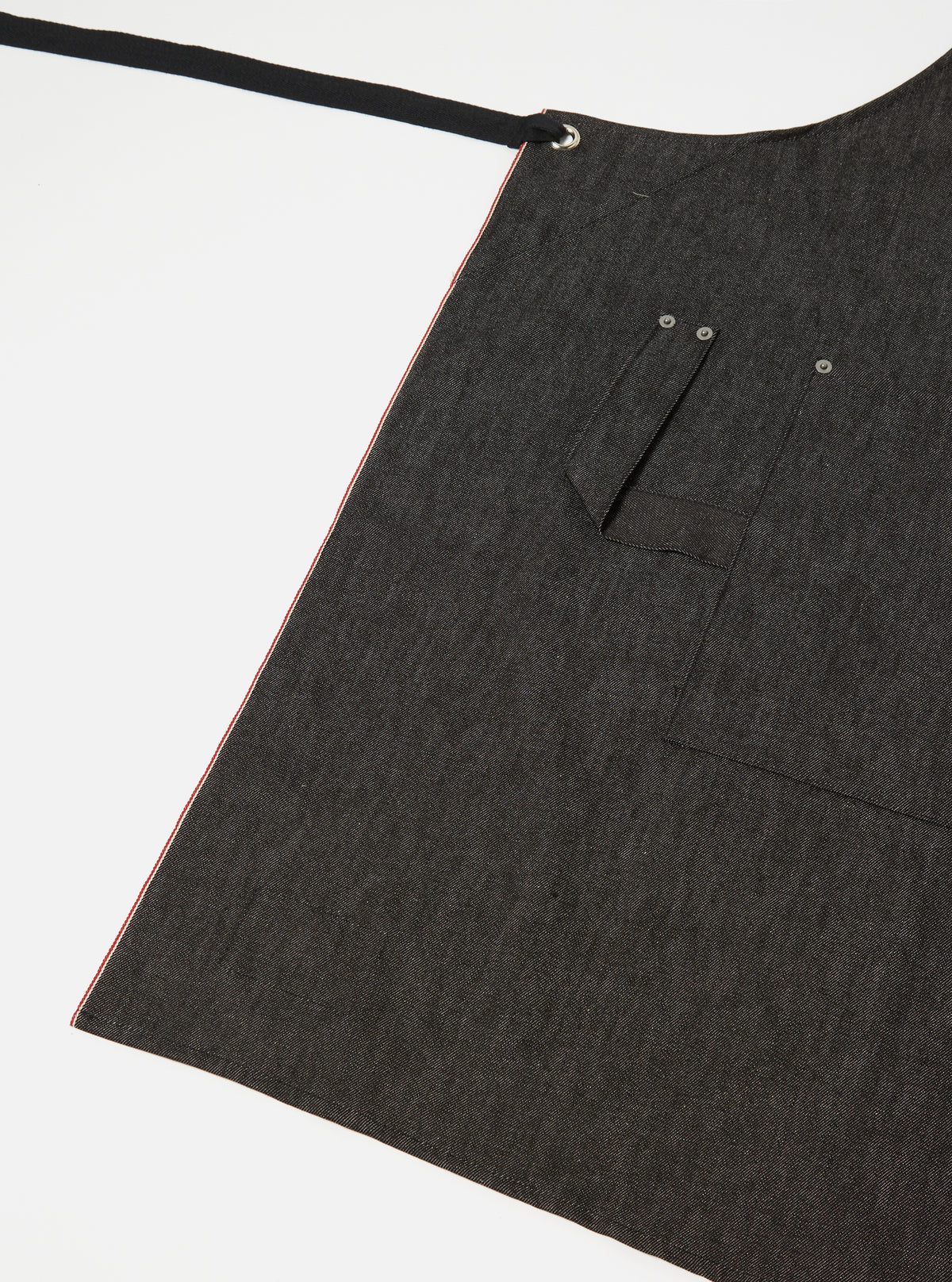 Universal Works Apron in Black Selvedge Denim