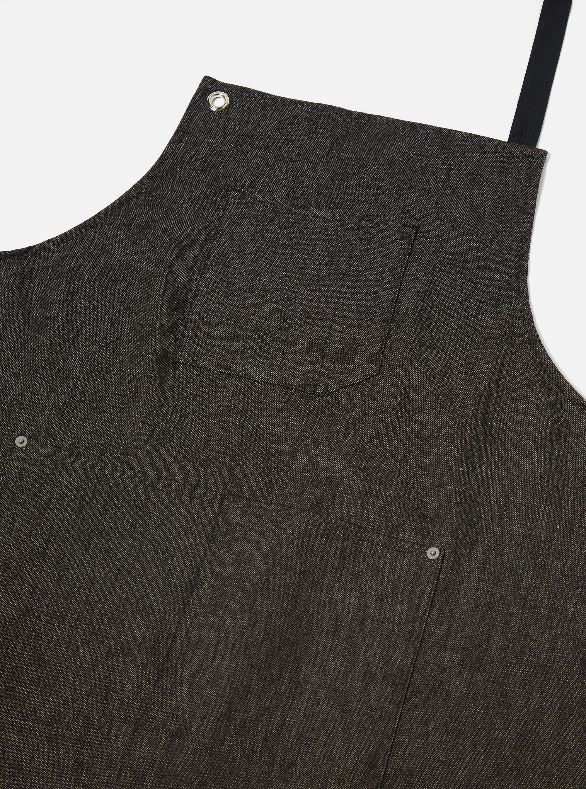 Universal Works Apron in Black Selvedge Denim