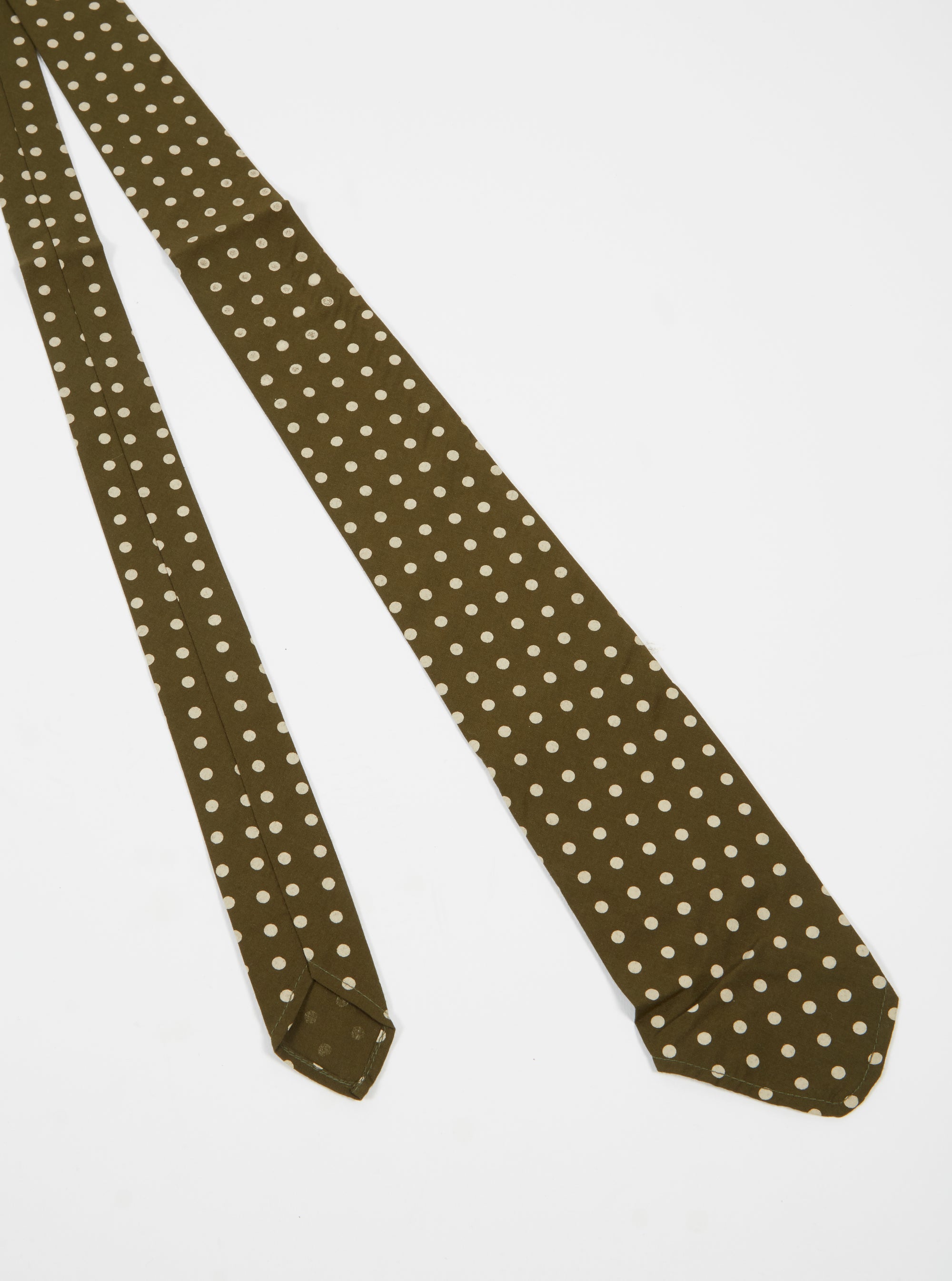 Universal Works Tie in Olive Dot Print