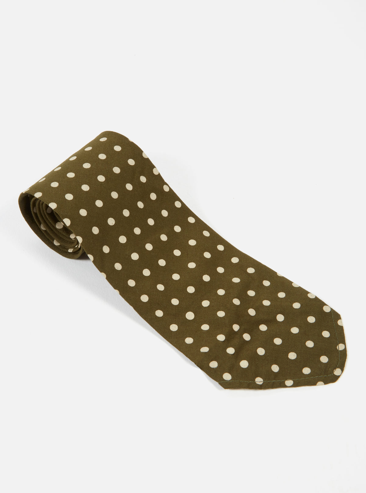 Universal Works Tie in Olive Dot Print