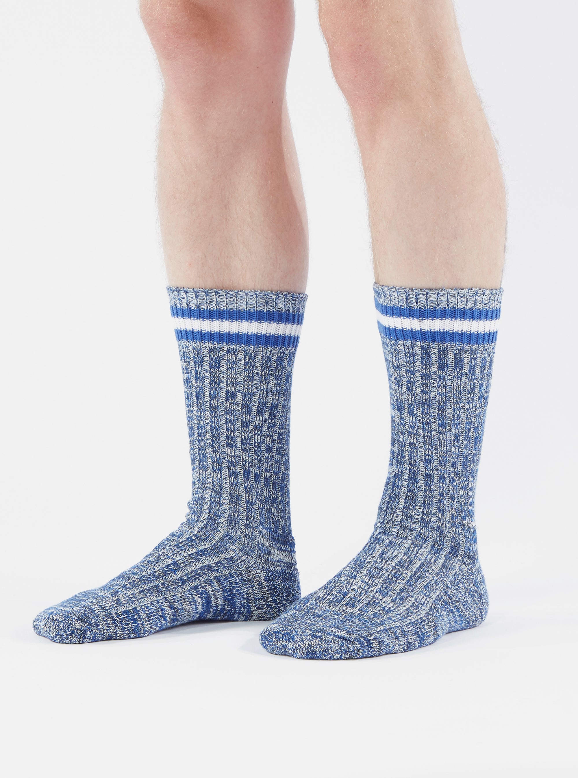 Universal Works Everyday Stripe Sock in Navy Cotton