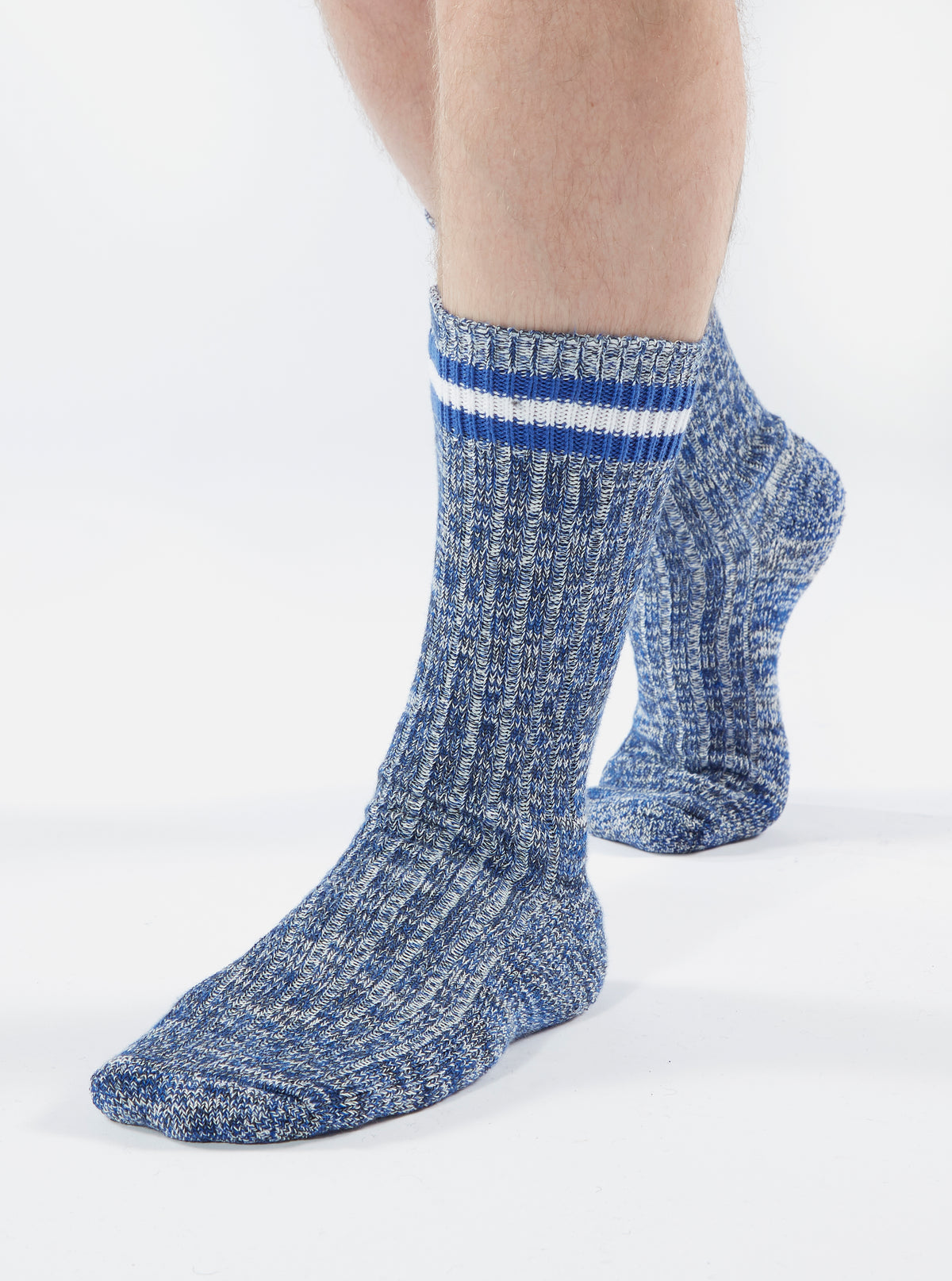 Universal Works Everyday Stripe Sock in Navy Cotton