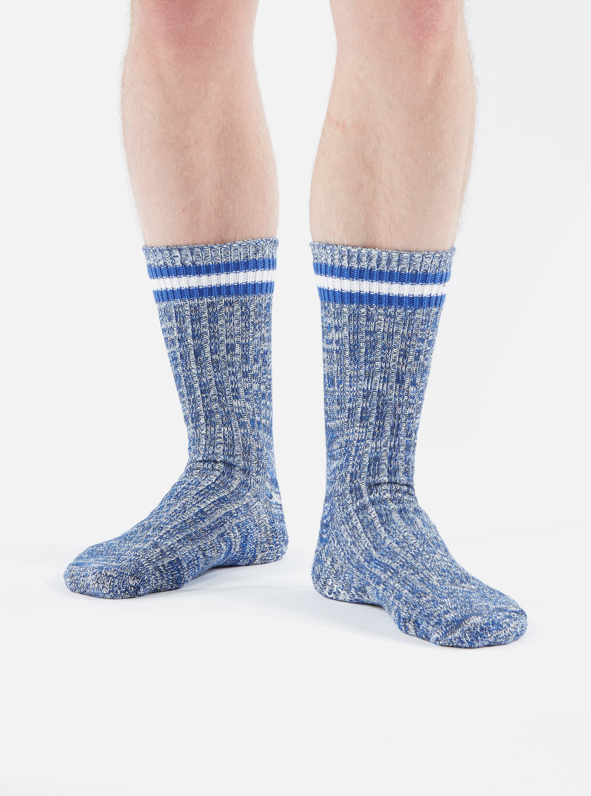 Universal Works Everyday Stripe Sock in Navy Cotton