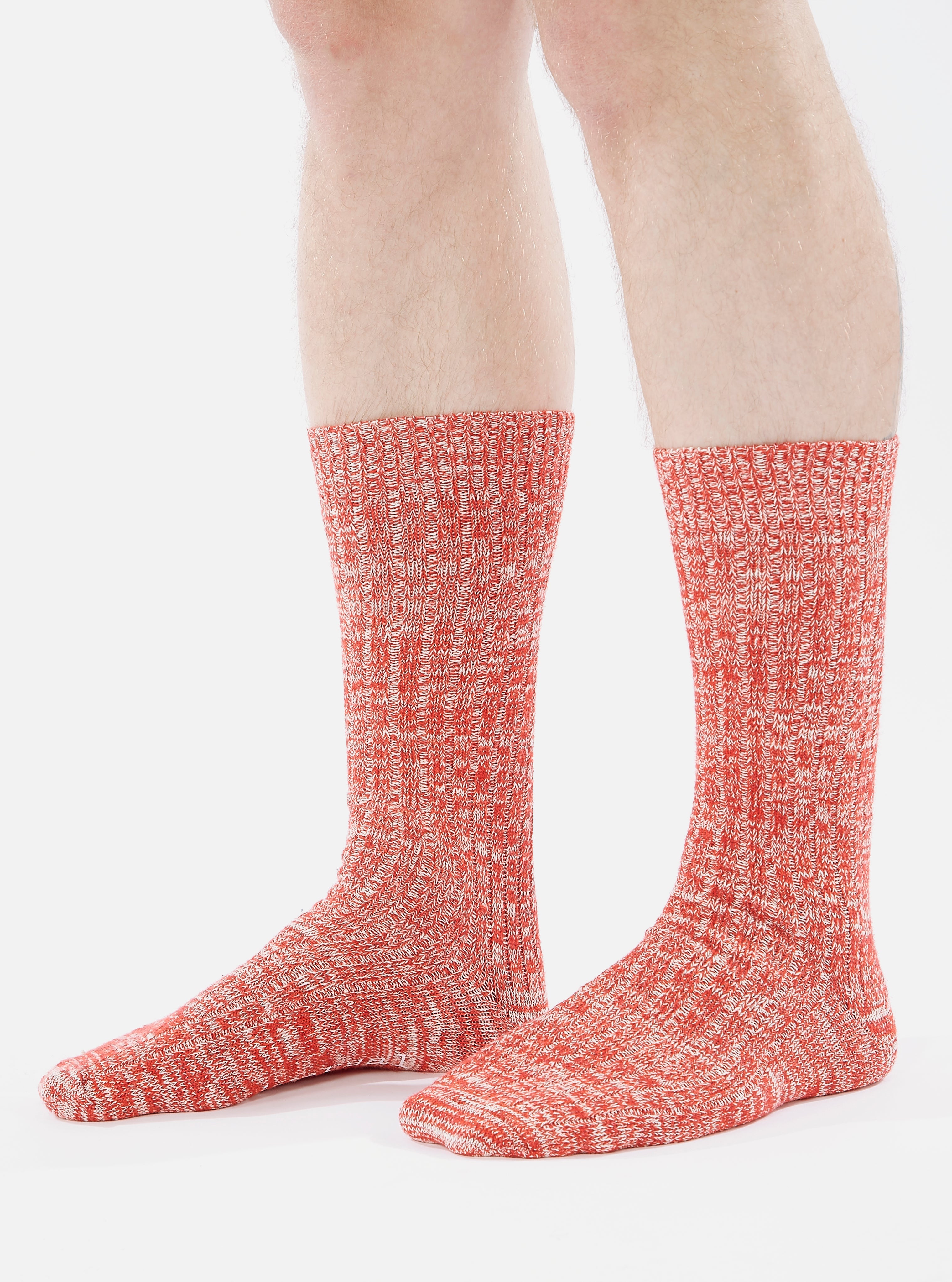 Universal Works Slub Sock in Red Slub Knit