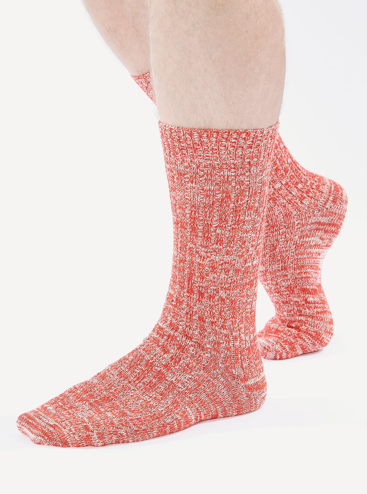 Universal Works Slub Sock in Red Slub Knit