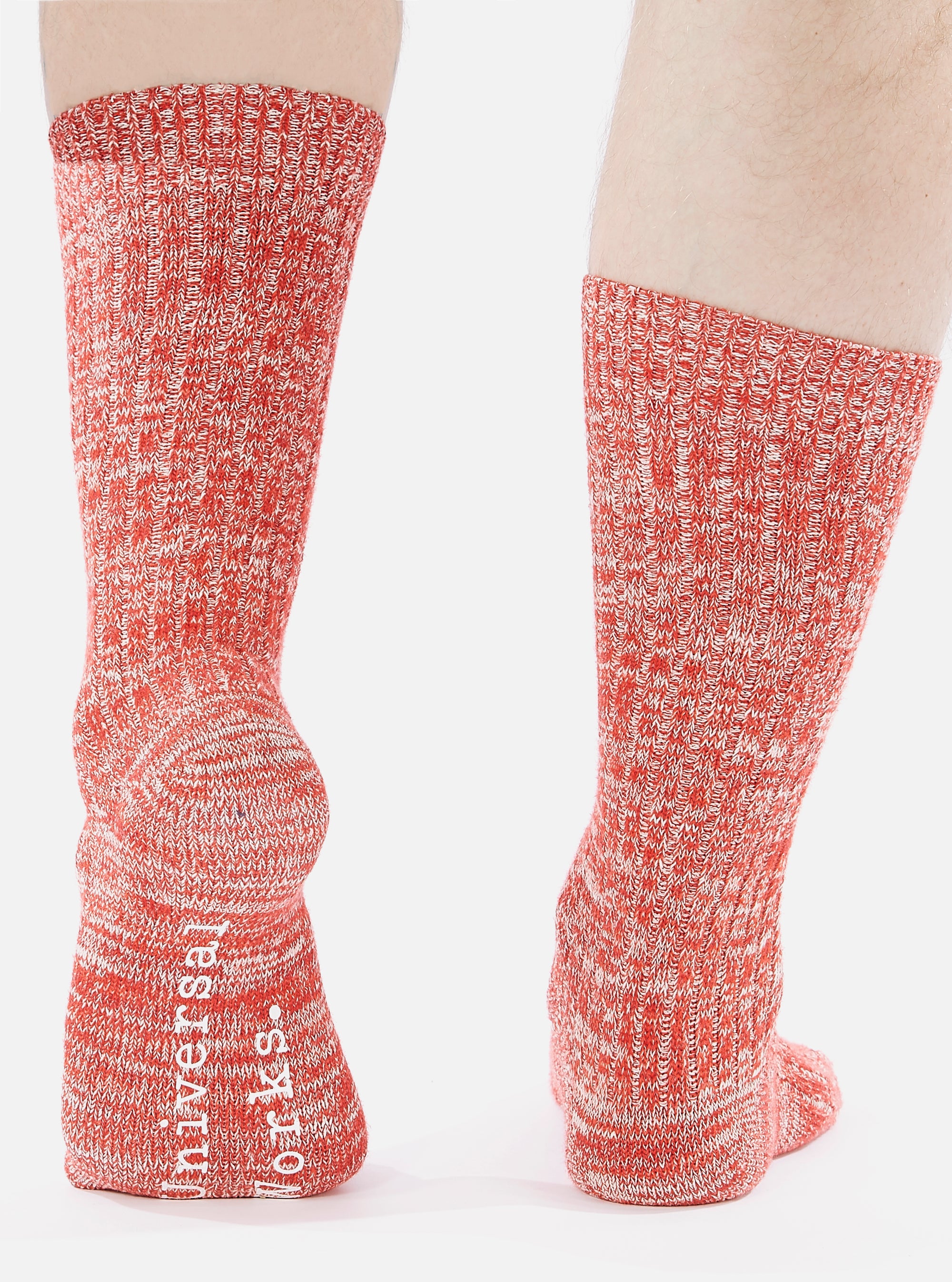 Universal Works Slub Sock in Red Slub Knit