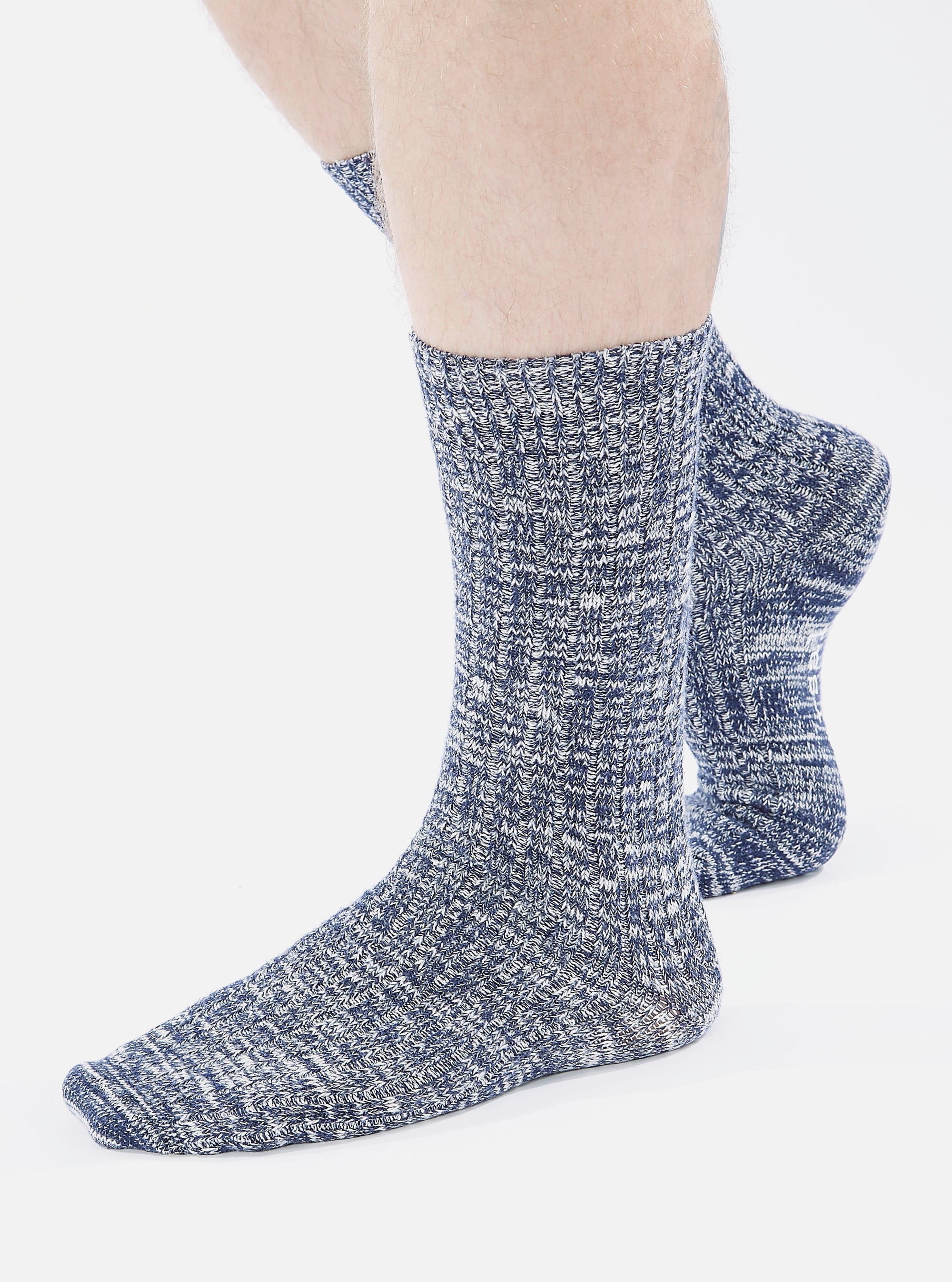 Universal Works Slub Sock in Navy Slub Knit