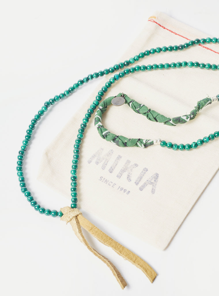 Mikia Necklace in Malachite 4mm Stone/Heishi Bead/Bandana