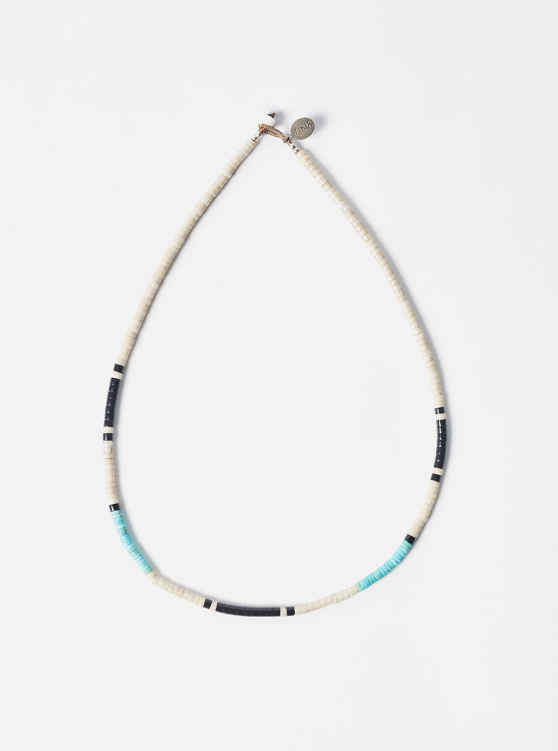 Mikia Heishi Bead Necklace in Jasper/Turqoise Fossil