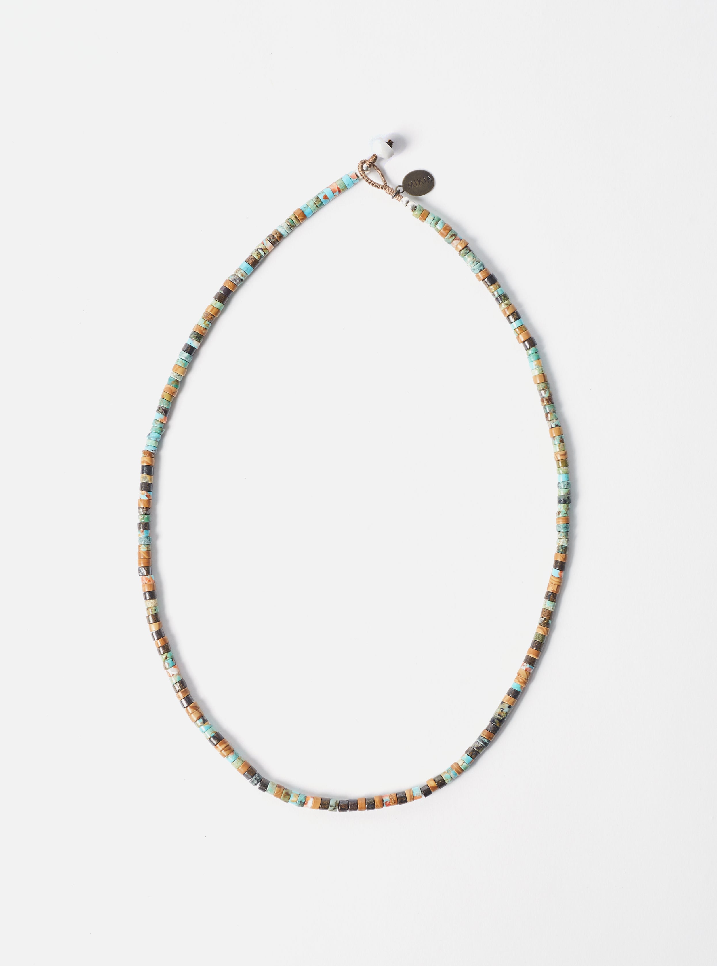 Mikia Heishi Bead Necklace in Turqoise/Bronzite