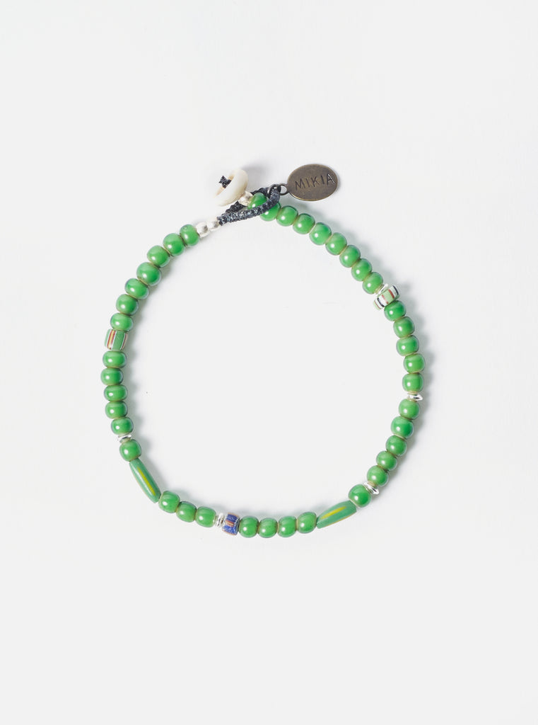 Mikia Bracelet in Green & White Hearts