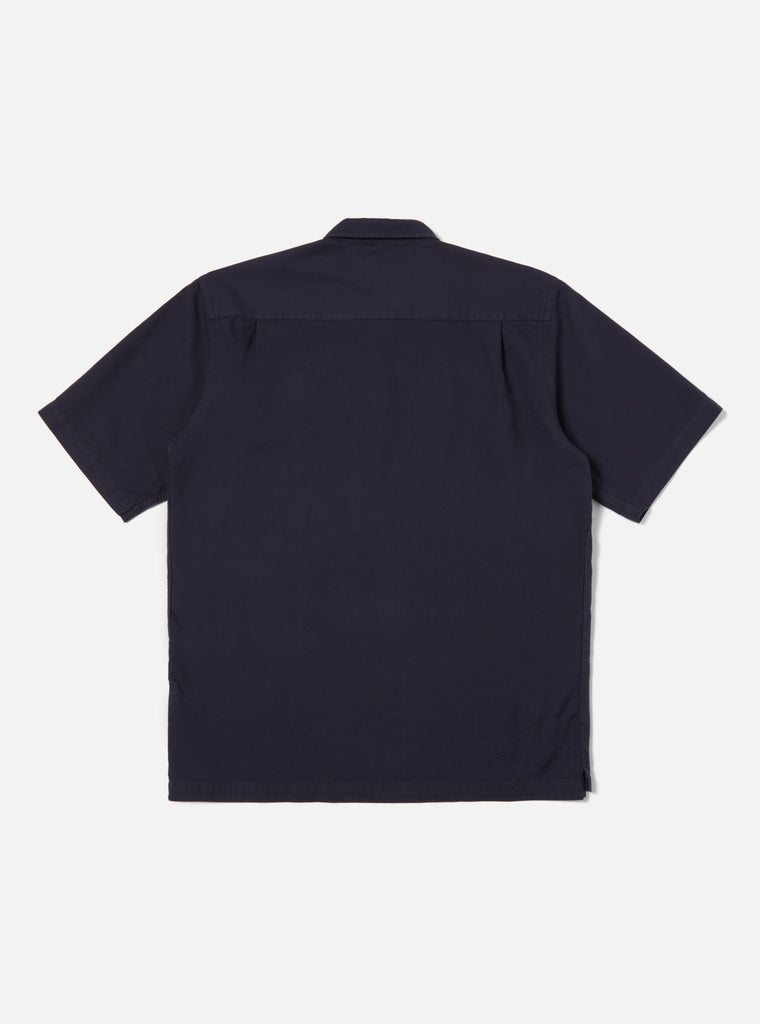 Universal Works Pullover S/S Shirt in Navy Barca Dobby Cotton