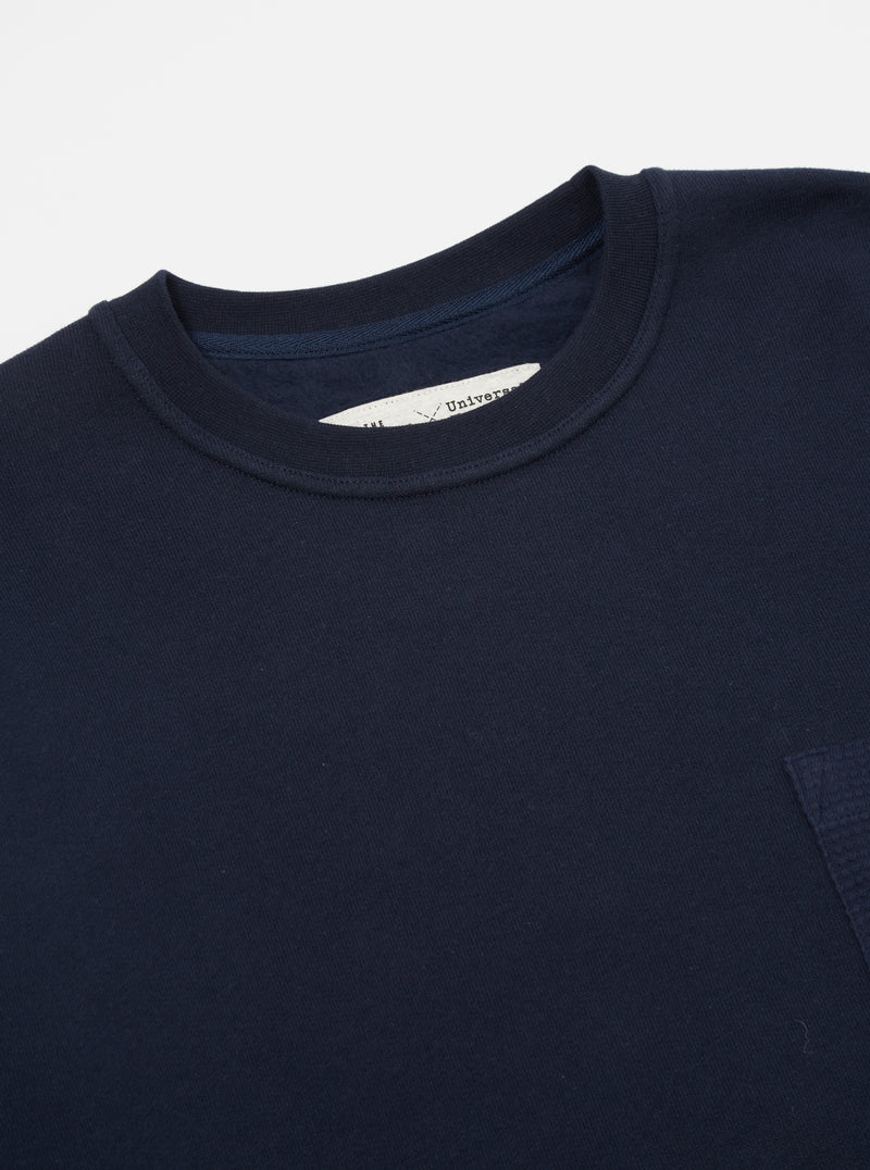 Universal Works x The Pilgrm Loose Pullover in Navy Marl Loopback