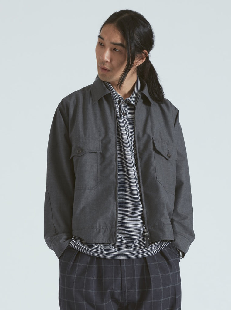 Universal Works E130 Jacket in Grey Tropical Suiting