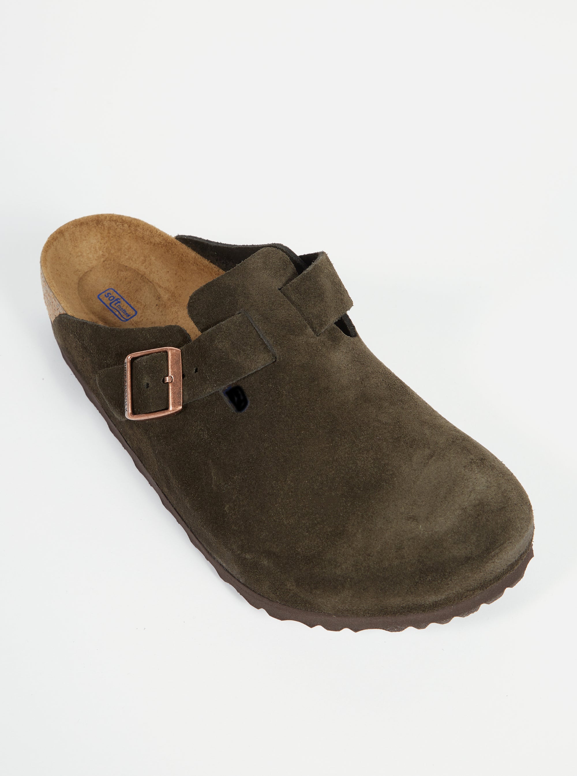 Birkenstock Soft Footbed Boston in Mocha Suede