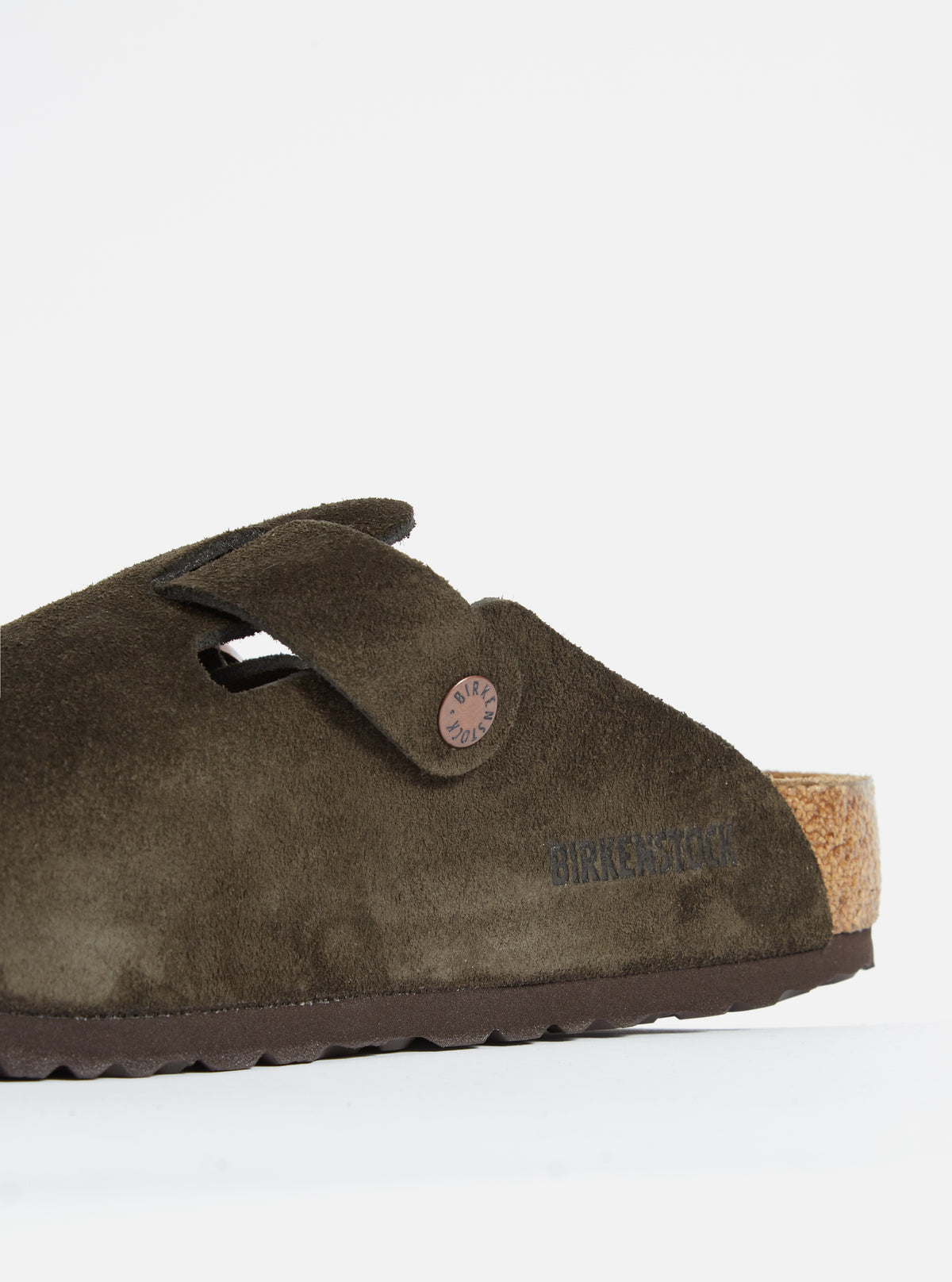 Birkenstock Soft Footbed Boston in Mocha Suede