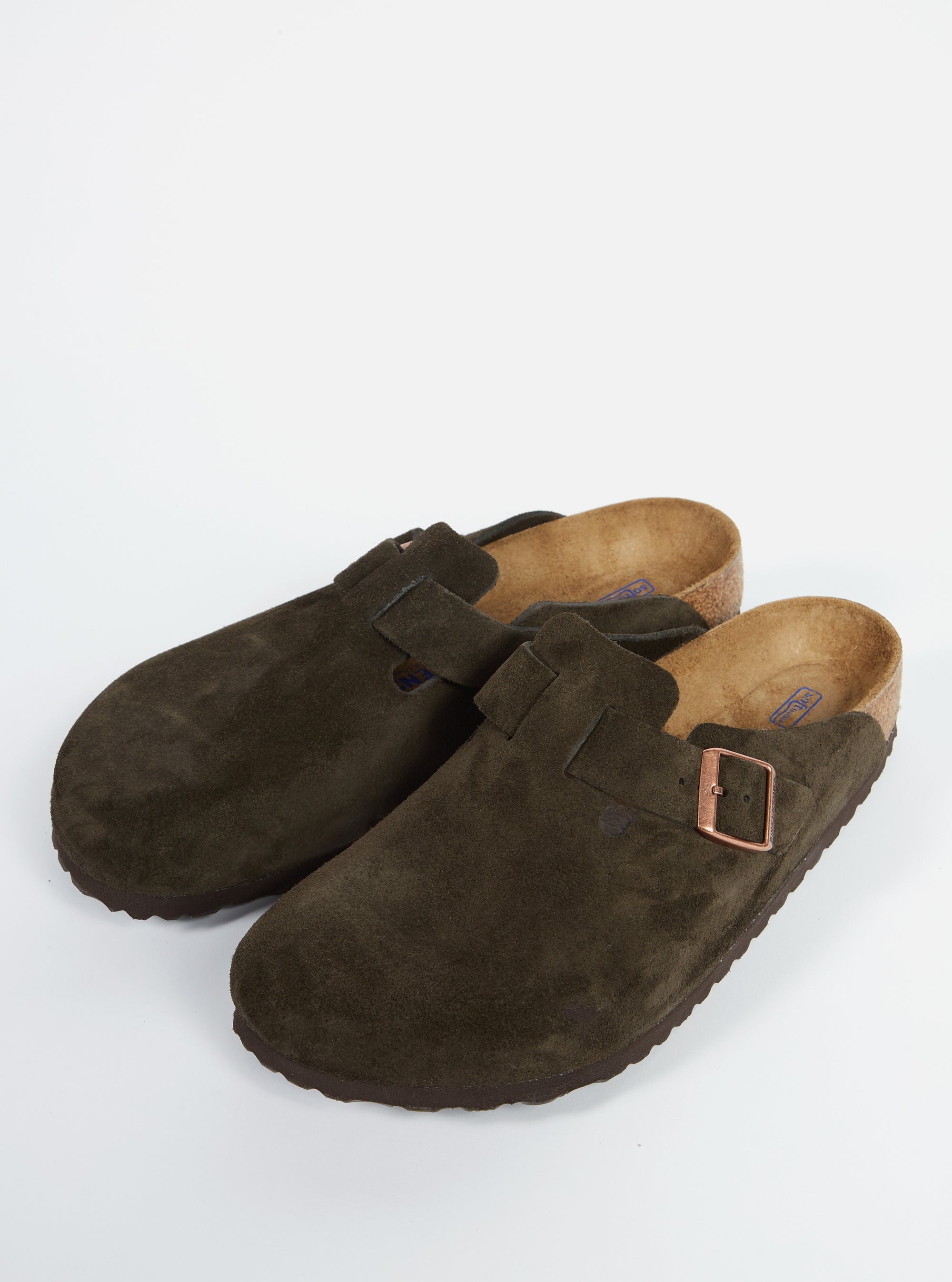 Birkenstock Soft Footbed Boston in Mocha Suede