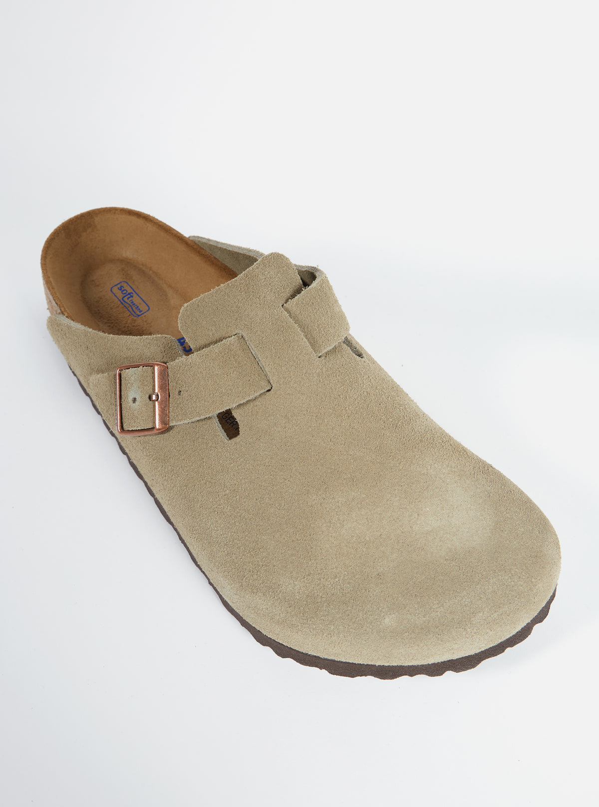 Birkenstock Soft Footbed Boston in Taupe Suede