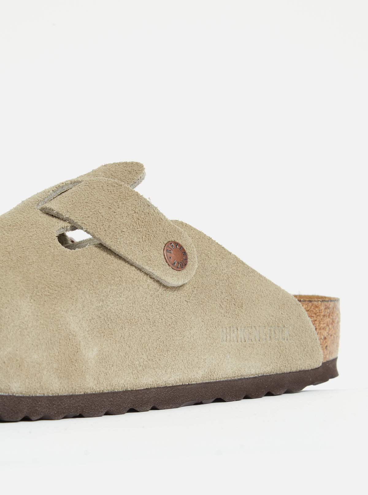 Birkenstock Soft Footbed Boston in Taupe Suede