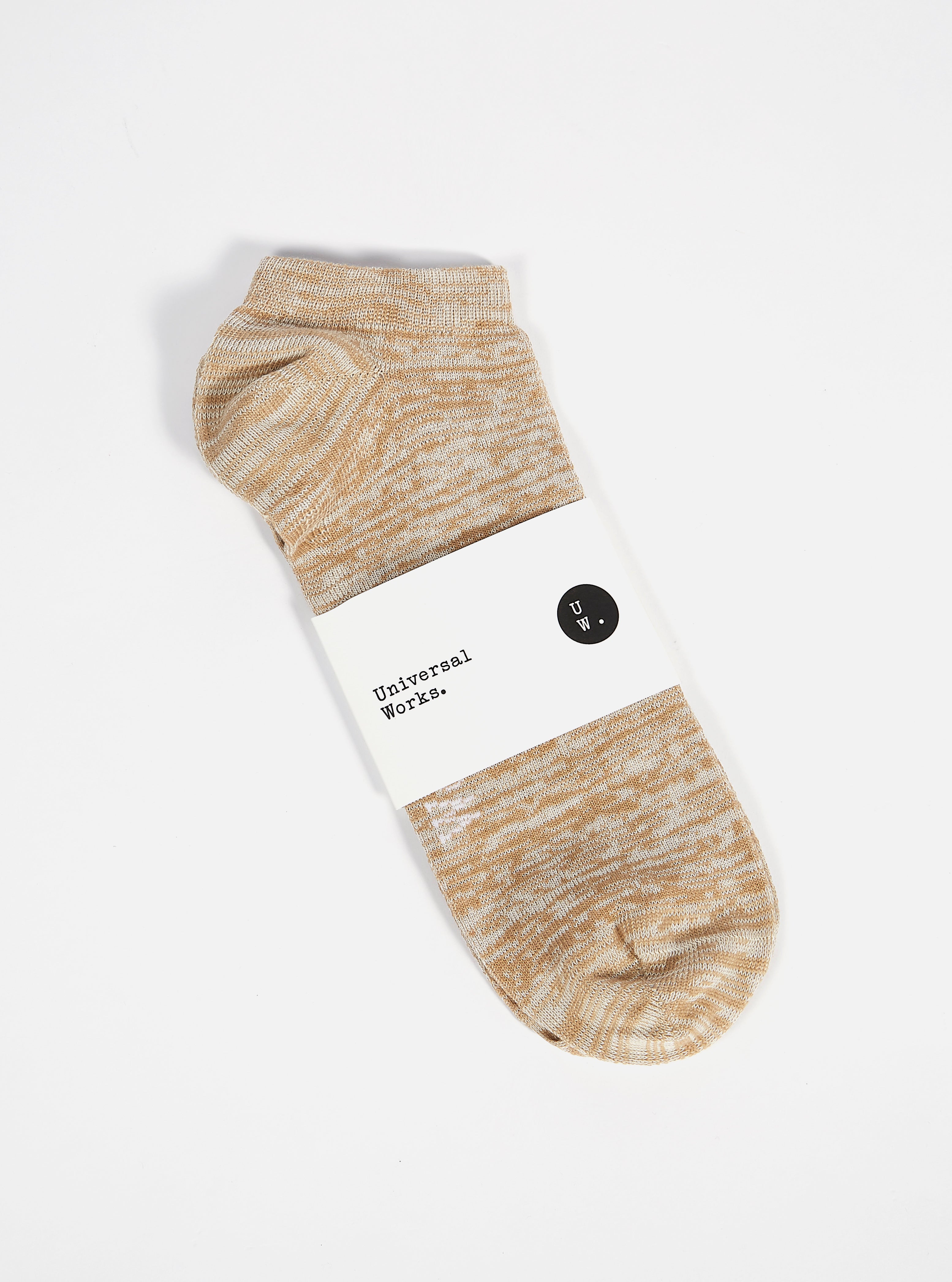 Universal Works Ankle Slub Sock in Dark Sand Slub Knit