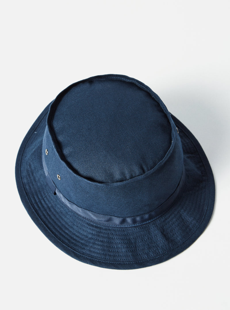 cableami® Pork Pie Hat in Navy Linen/Cotton Oxford