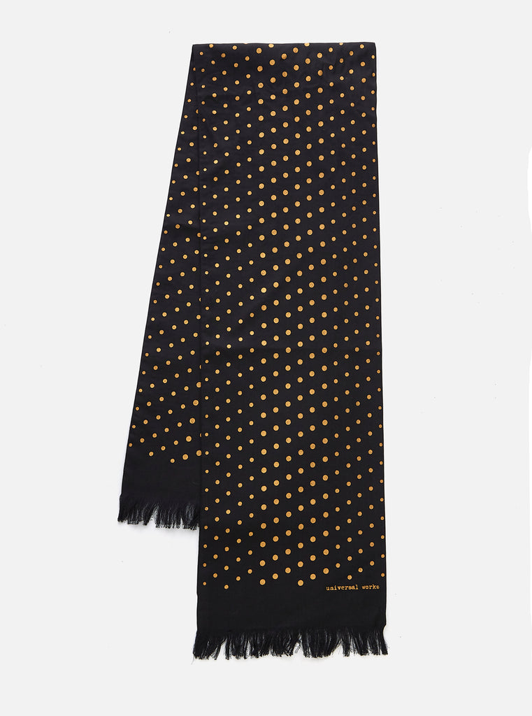 Universal Works Short Scarf in Black/Gold Dot Print