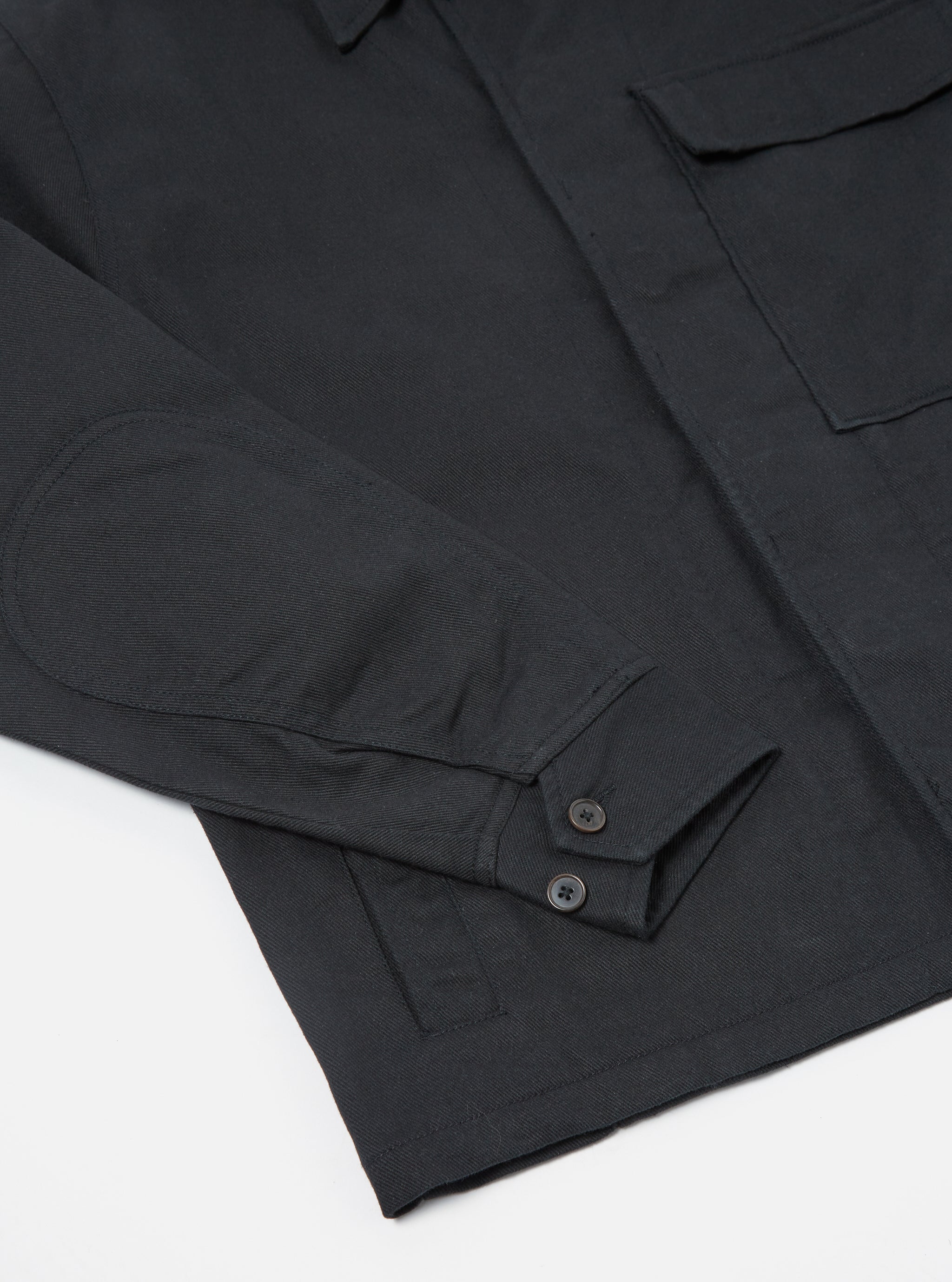 Universal Works Cruiser Jacket in Black Winter Twill