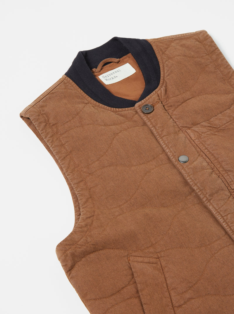 Universal Works Carlton Gilet in Brown Marl Twill