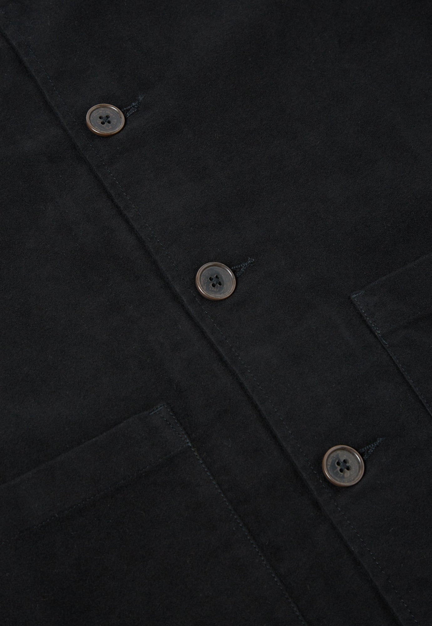 Universal Works Easy Overshirt in Black Lightweight Moleskin