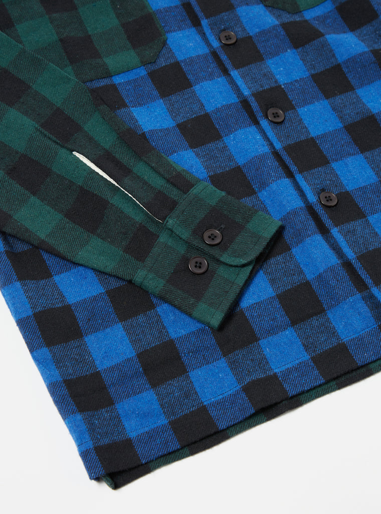 Universal Works L/S Utility Shirt in Blue/Green Brushed Gingham
